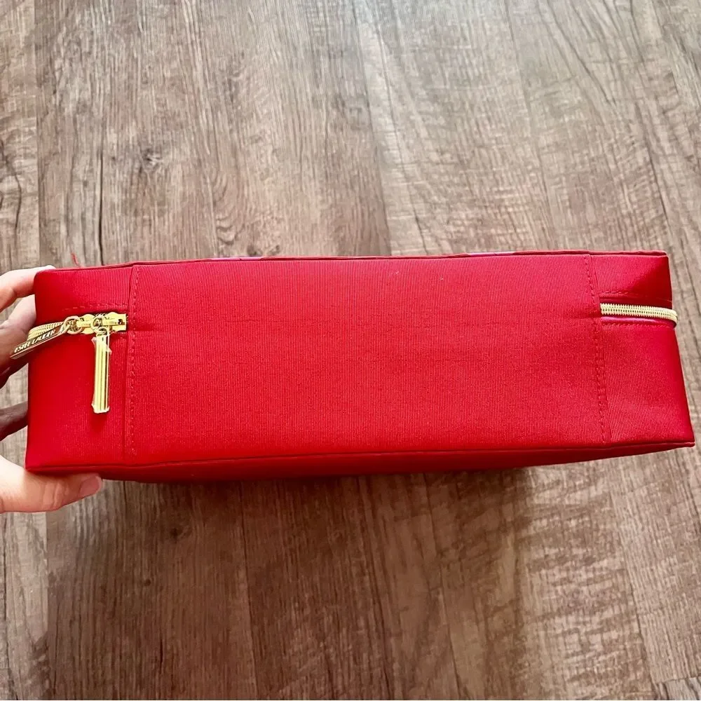 Estée Lauder Red & Pink Quilted Cosmetic Bag Large Travel